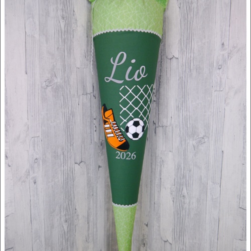 Schultüte aus Stoff "Fussballschuh + Fussball + Netz", in Wunschstoffen