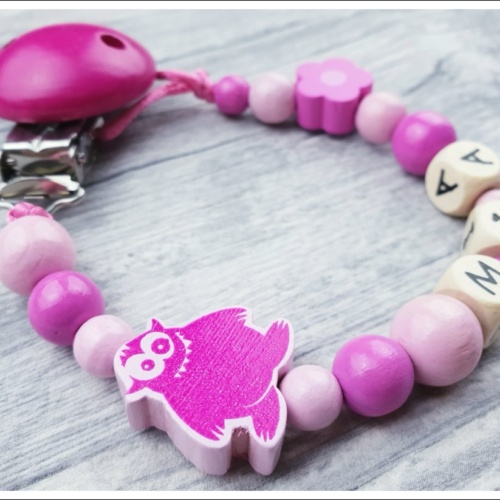 Schnullerkette "Monster in Pink" mit Deinen Wunschfarben