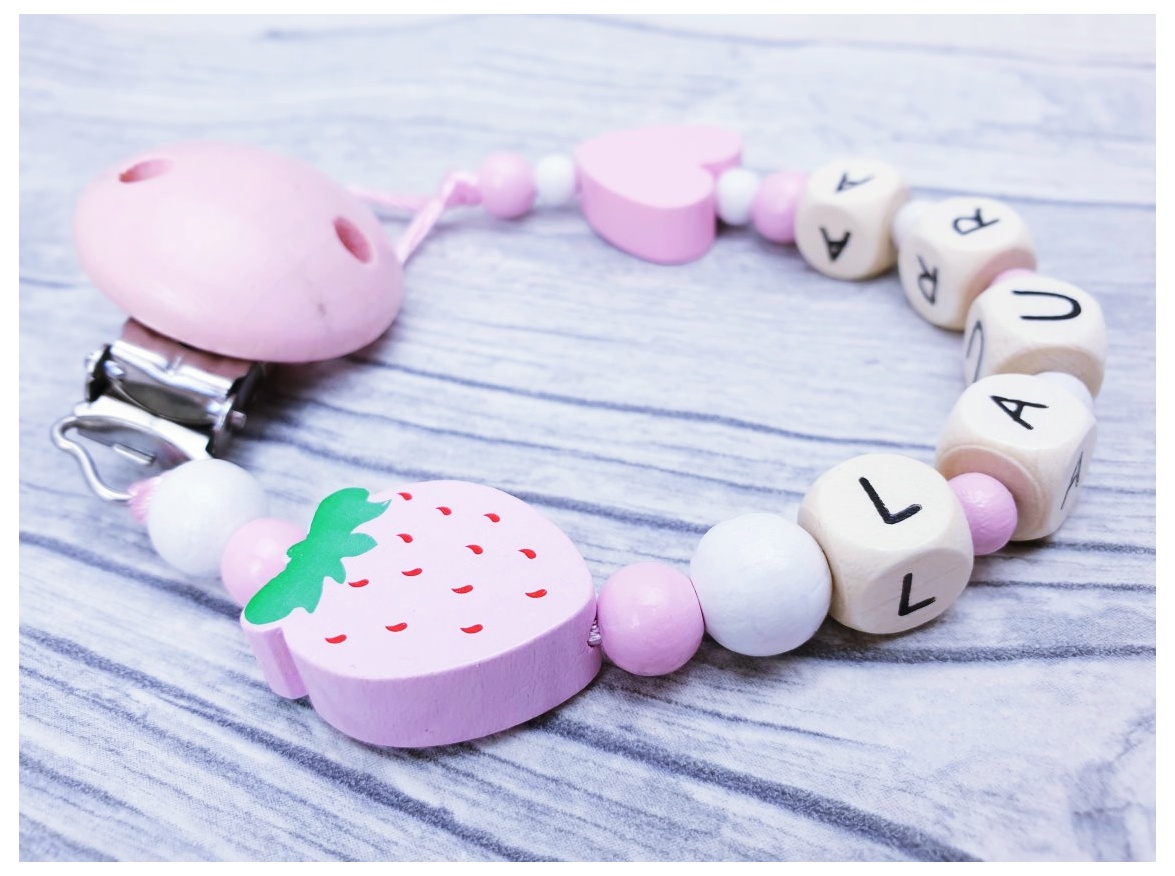 Schnullerkette Erdbeere Rosa