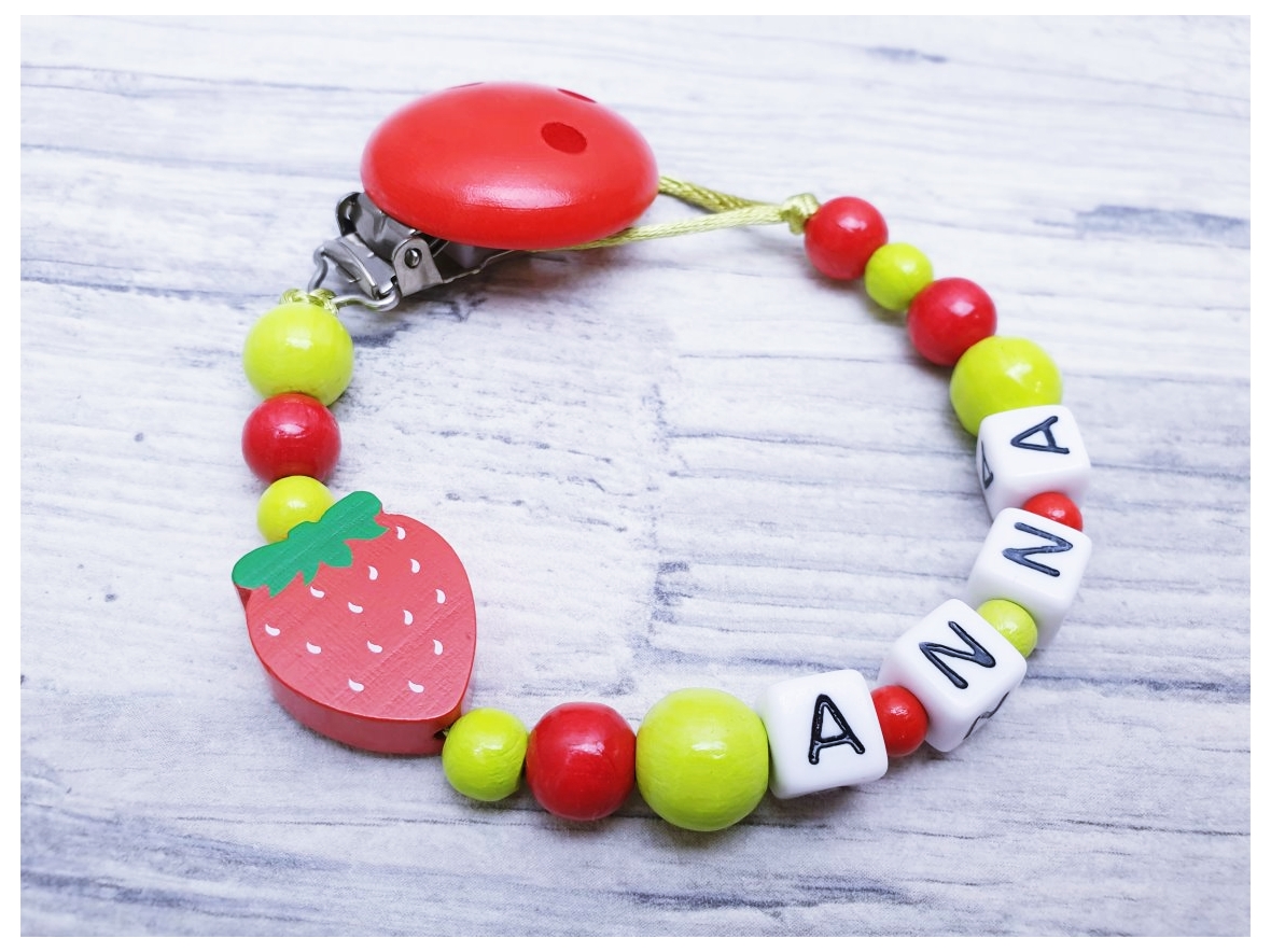 Schnullerkette Erdbeere rot