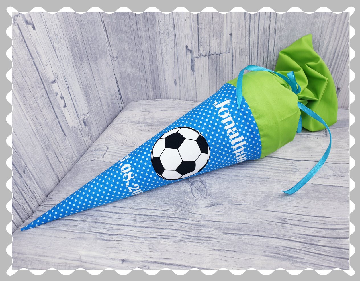 Schultute Geschwisterschultute Aus Stoff Mit Einem Fussball In 35 Cm