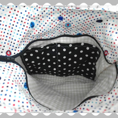 Ballontasche "Marine Punkte / Creme mit Anker und Herzchen" mit Verzierungen nach Wunsch