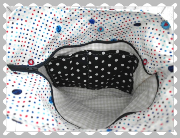 Ballontasche "Marine Punkte / Creme mit Anker und Herzchen" mit Verzierungen nach Wunsch
