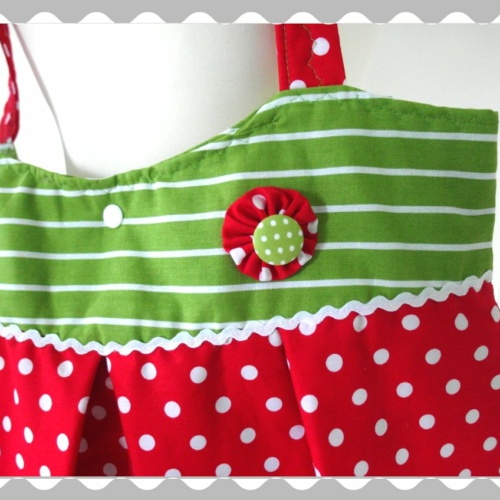 Ballontasche "Rot mit weißen Punkten/Grün Streifen"