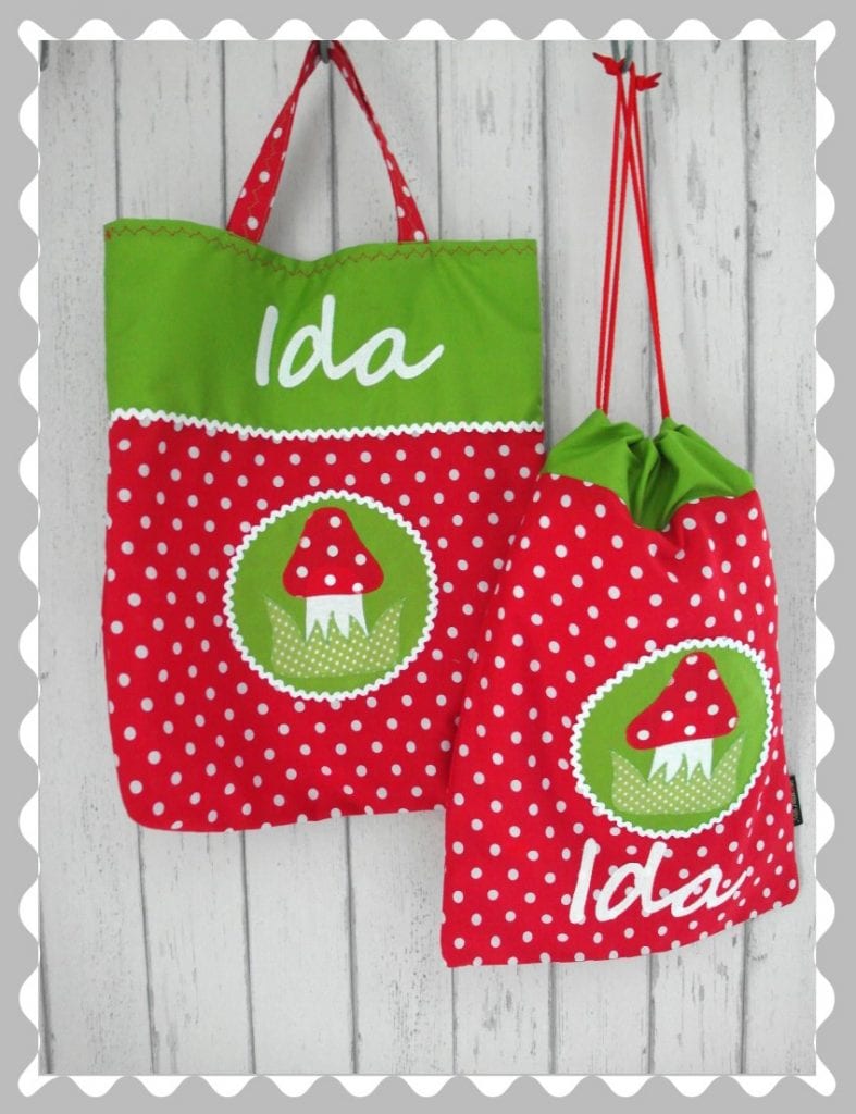 Kitaset "Fliegenpilz auf einem Emplem" mit Wunschstoffen