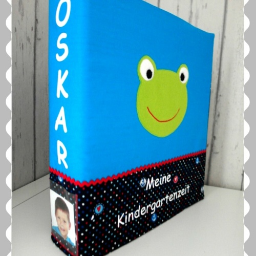 Ordnerhülle "Froschkopf" mit Wunschstoffen