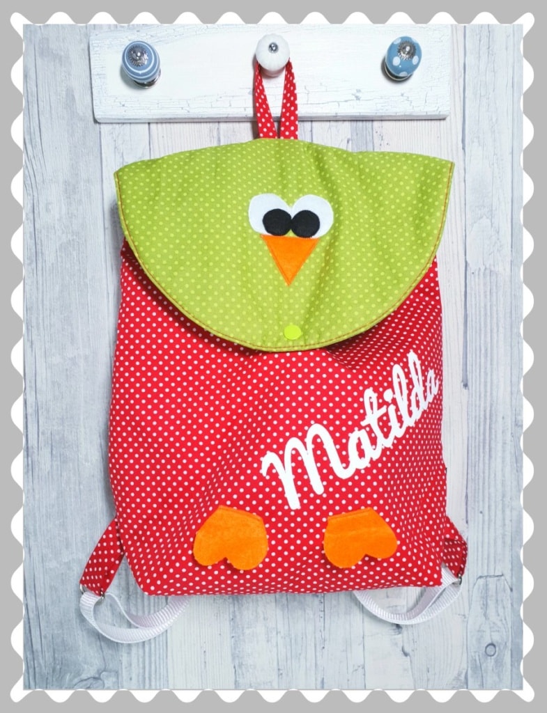 Gefütterter Rucksack "Eule" mit Wunschstoffe