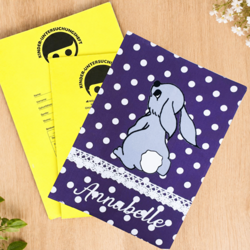 U-Heft-Hülle "Hase aus Velour" mit Deinem Wunschnamen