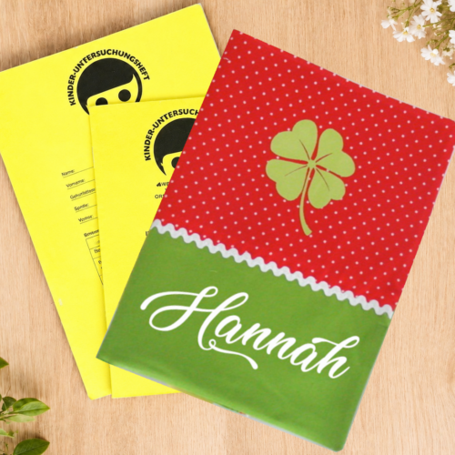 U-Heft-Hülle "Kleeblatt" mit Deinem Wunschnamen