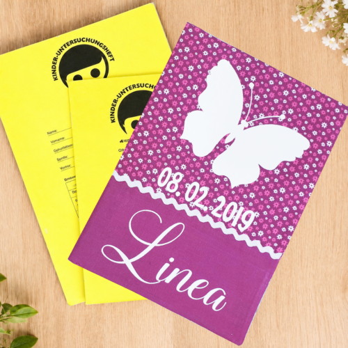 U-Heft-Hülle "Schmetterling" mit Deinem Wunschnamen