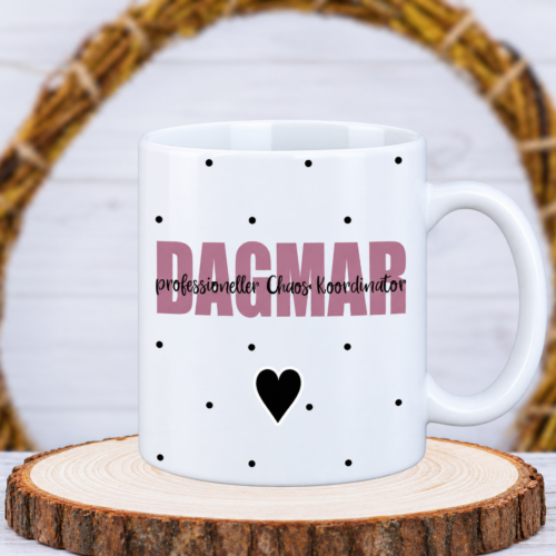 Tasse "Namestasse mit Pünktchen und kleinem Herz"