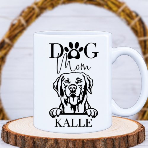 Tasse "Wunschrasse mit DOG MOM" mit Wunschname