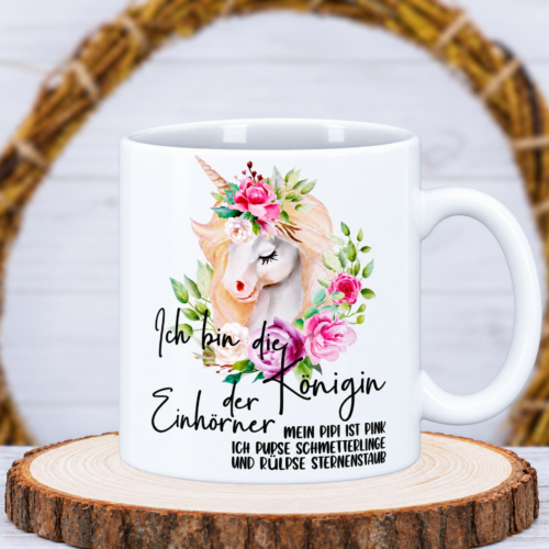 Tasse "Königin der Einhörner" mit Wunschname