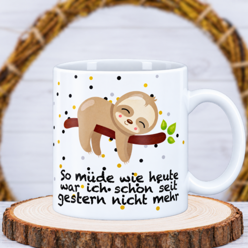 Tasse "Faultier-müde" mit Wunschname
